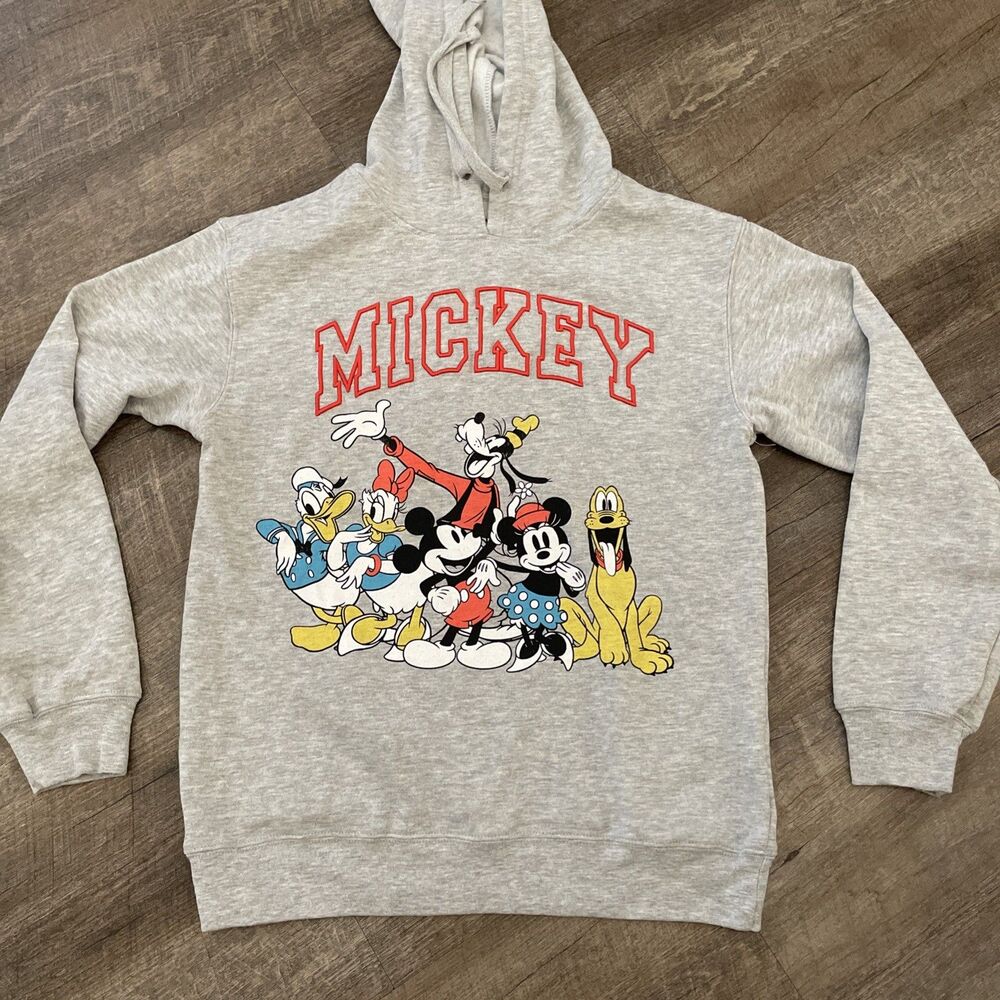 Disney Mickey & Friends pullover hoodie Sweatshirt Size Small Gray - Picture 3 of 7